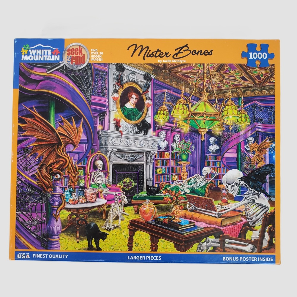 White Mountain Puzzles Mister Bones 1000 Piece Seek & Find Joelle McIntyre 1758‎